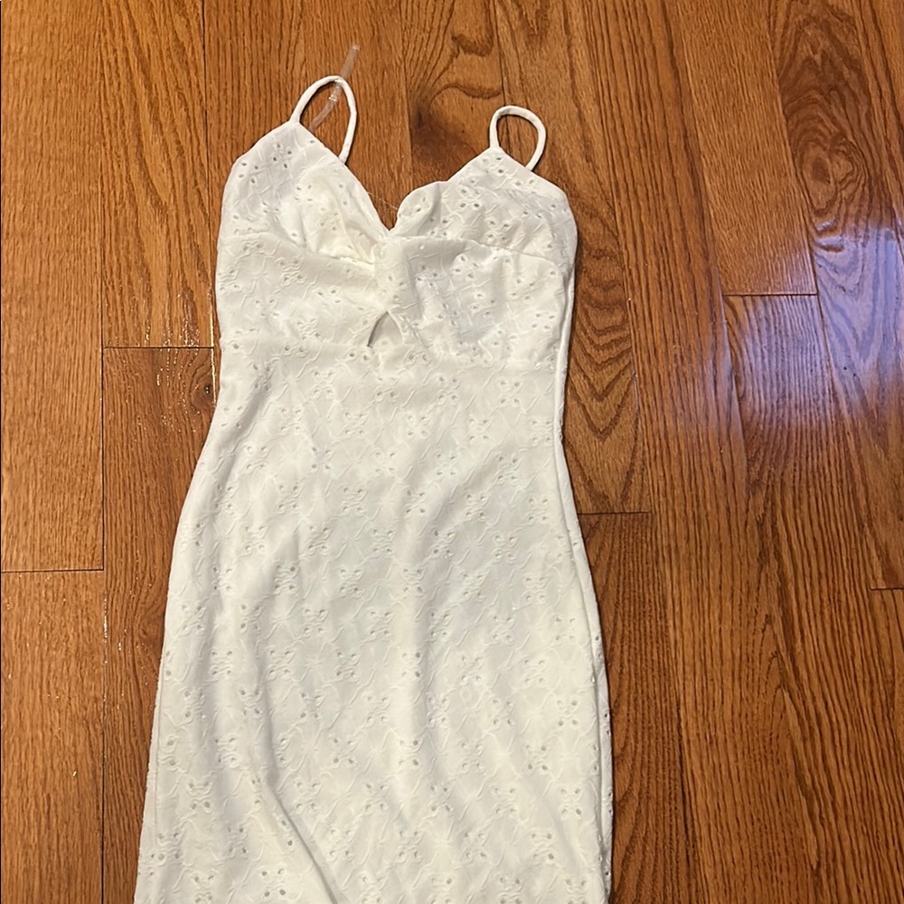 Windsor Cream Sheath Mini Dress with Spaghetti Straps